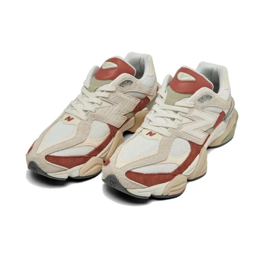 New Balance Beige and Red Lifestyle Sneakers 9060